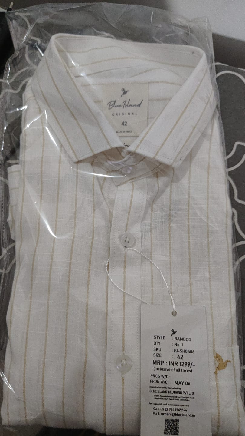 Customer photo review of Golden White Stripes -Full-Bamboo Linen