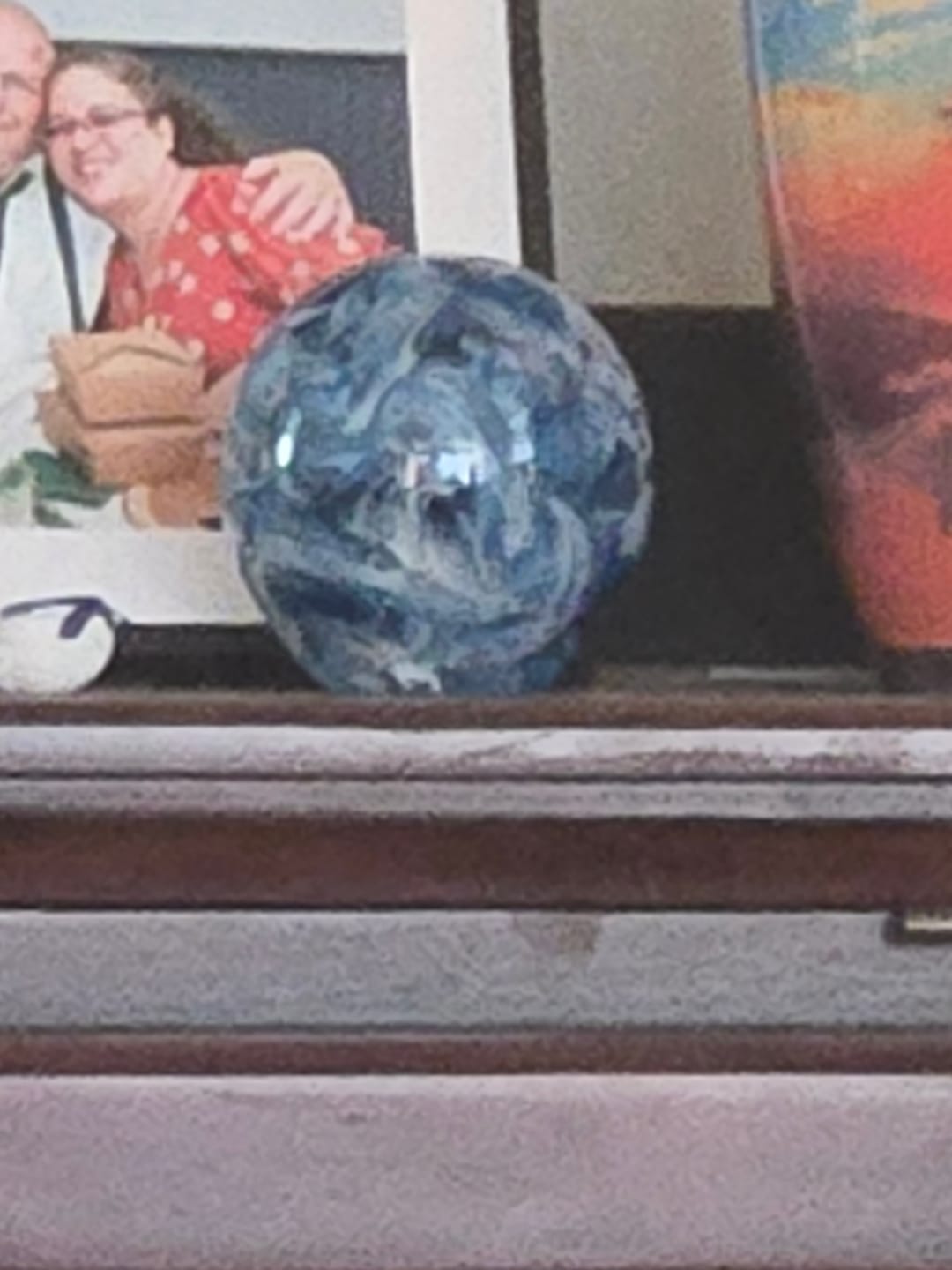 Customer photo review of Cotton Candy Orb with Infused Cremation Ashes