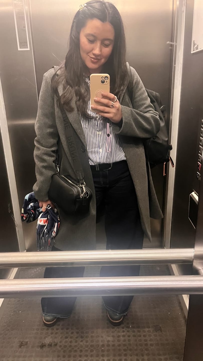 Customer photo review of JEANS PALAZZO TIRO MEDIO ANNA azul R