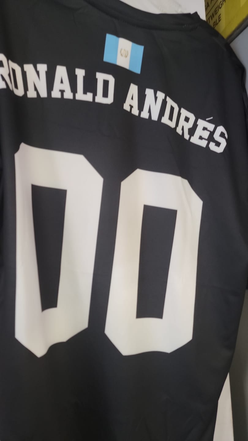 Customer photo review of Custom Guatemala Soccer Jersey Guatemalan Fan Flag Black – Personalized Name Number