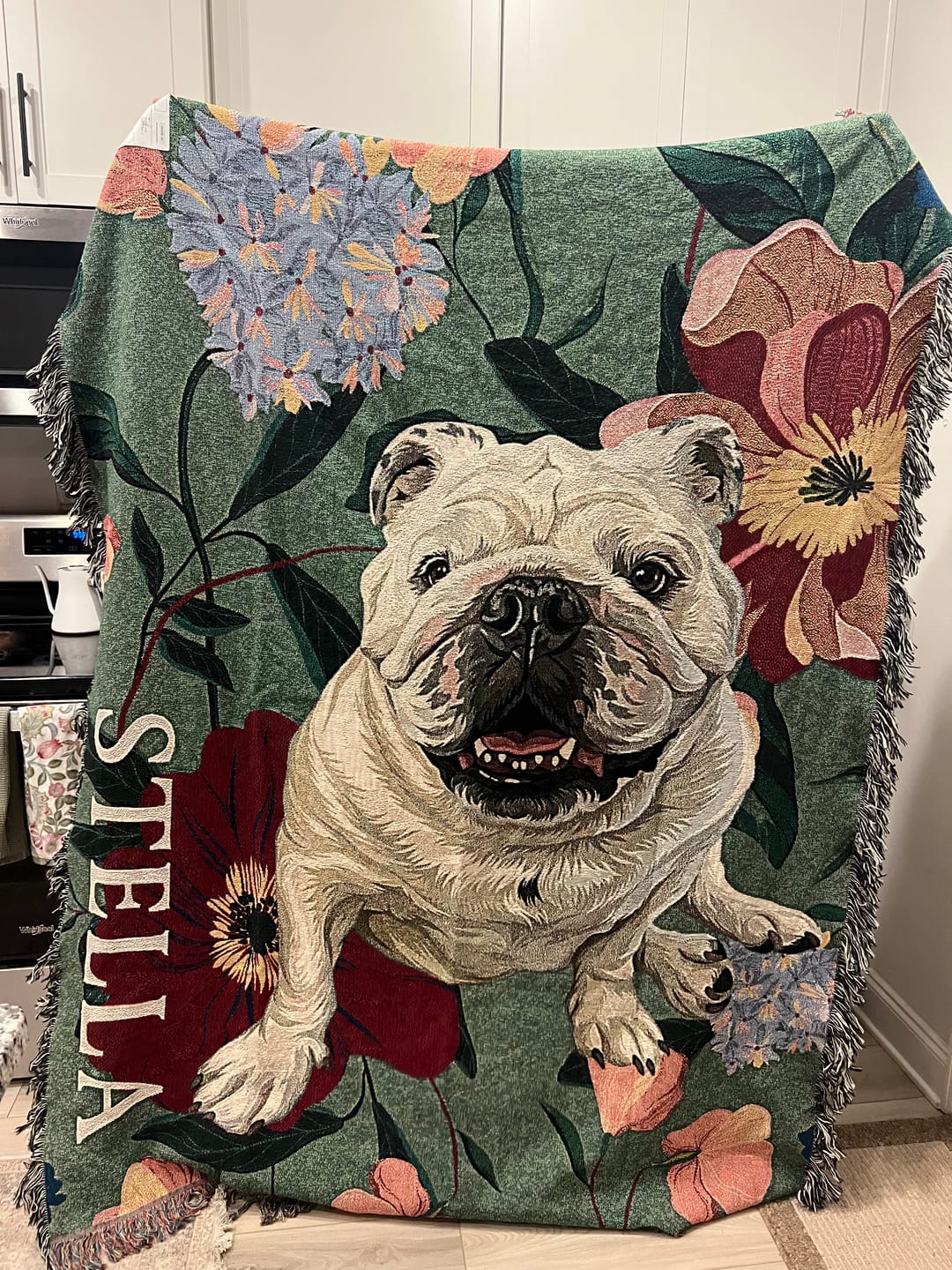 Customer photo review of Heirloom Pet Throw Blanket - Green Floral