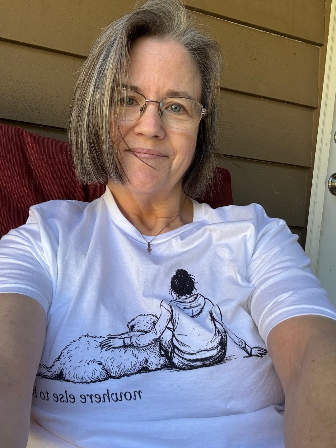 Customer photo review of Nowhere Else To Be Woman & Dog Classic T-Shirt
