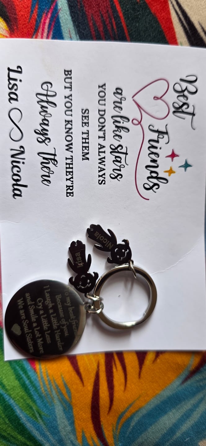 Customer photo review of Personalised Best Friend Soul Sisters keychain