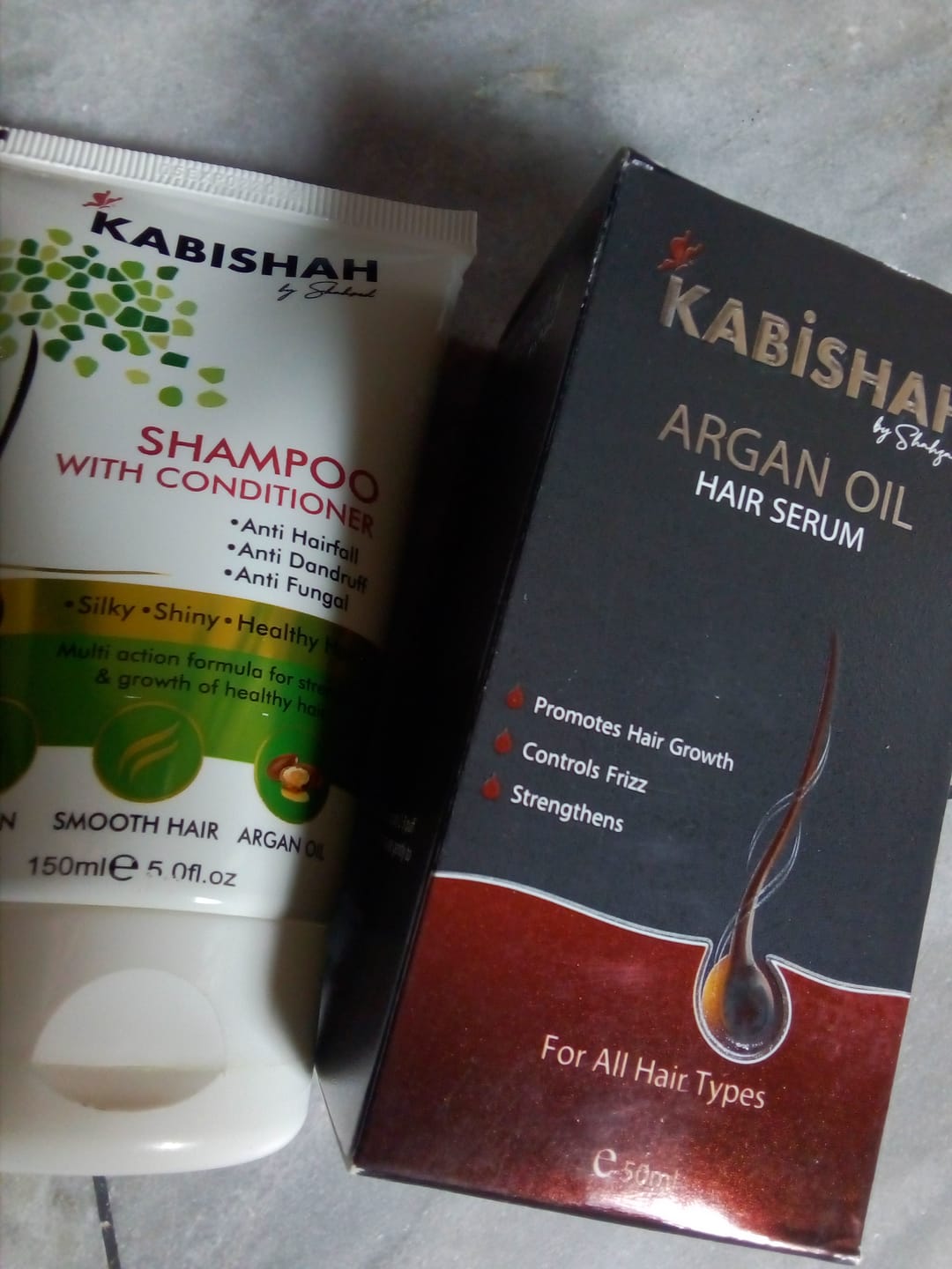 Customer photo review of Hair Care Bundle: Argan Oil Hair Serum + Shampoo