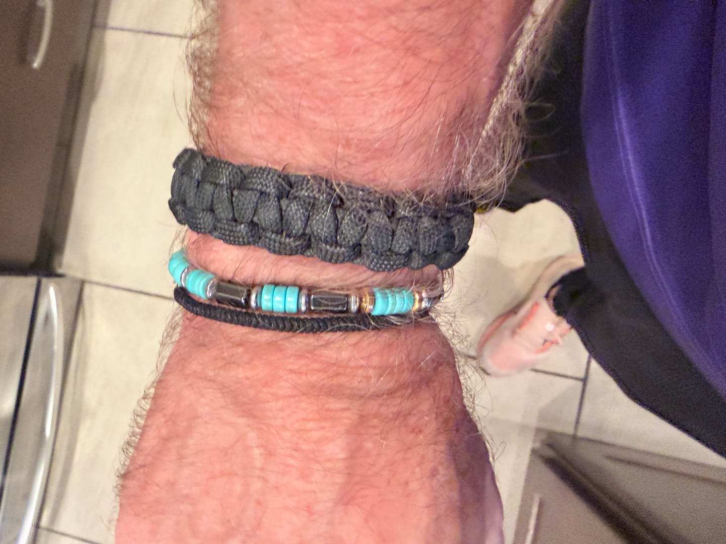 Customer photo review of Men’s Hematite & Turquoise Bracelet – Natural Stone Grounding Jewelry for Strength, Focus & Protection