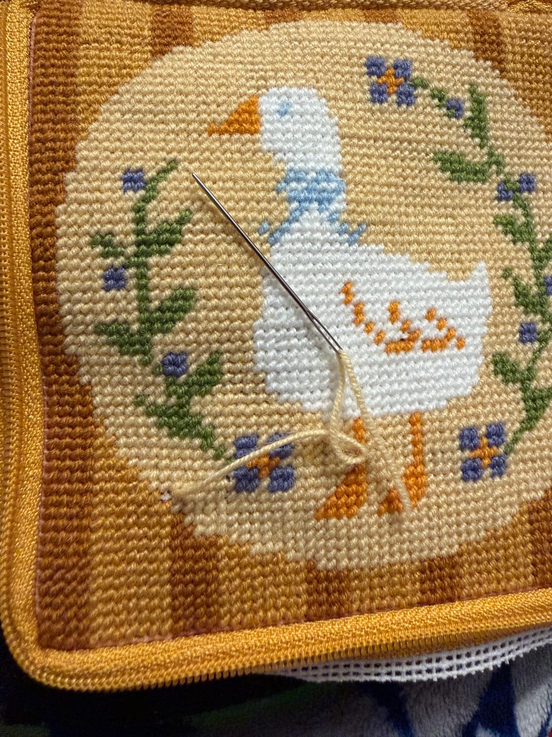 Customer photo review of Duck, Duck, Goose - Needlepoint Pouch Kit