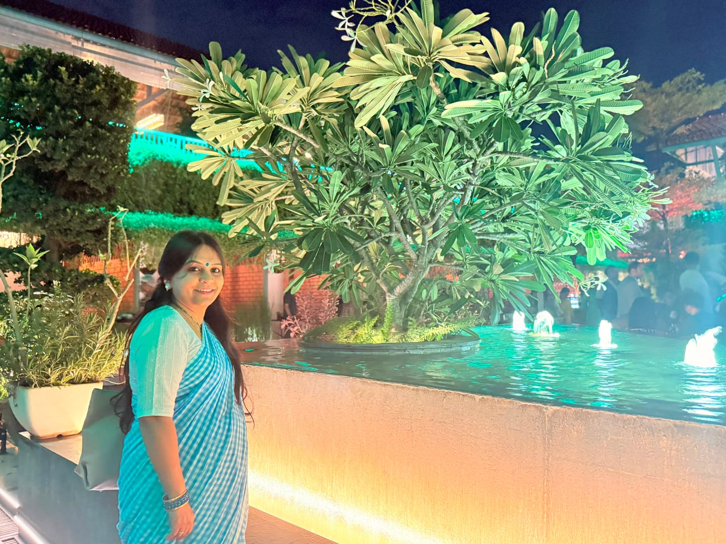 Customer photo review of Gingham Check Sky Blue Mulmul Cotton Saree