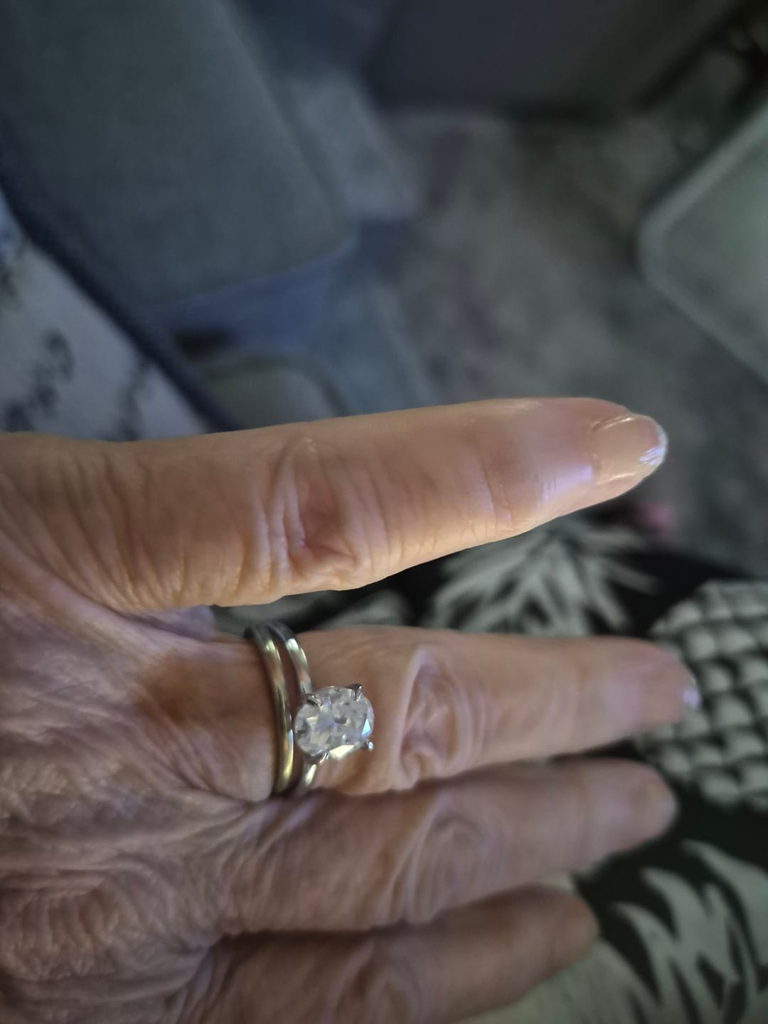 Customer photo review of 2.25ct Moissanite Oval Solitaire Ring