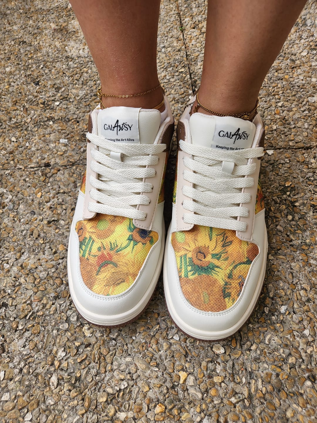 Customer photo review of Van Gogh Sunflowers inspired sneakers
