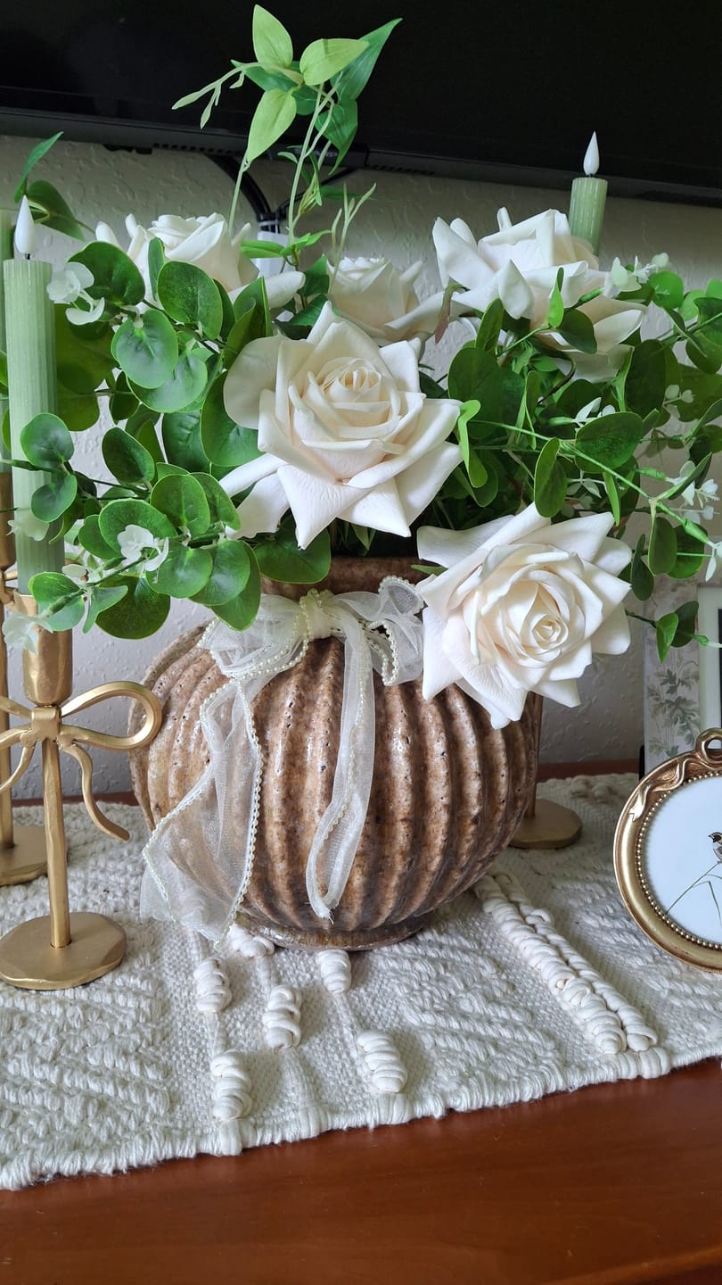 Customer photo review of Brown Ribbed Vase