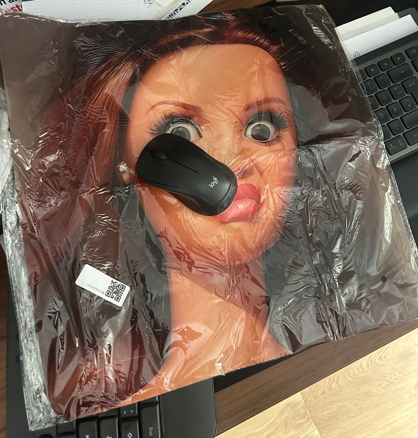 Customer photo review of Funny Face Mouse Pad