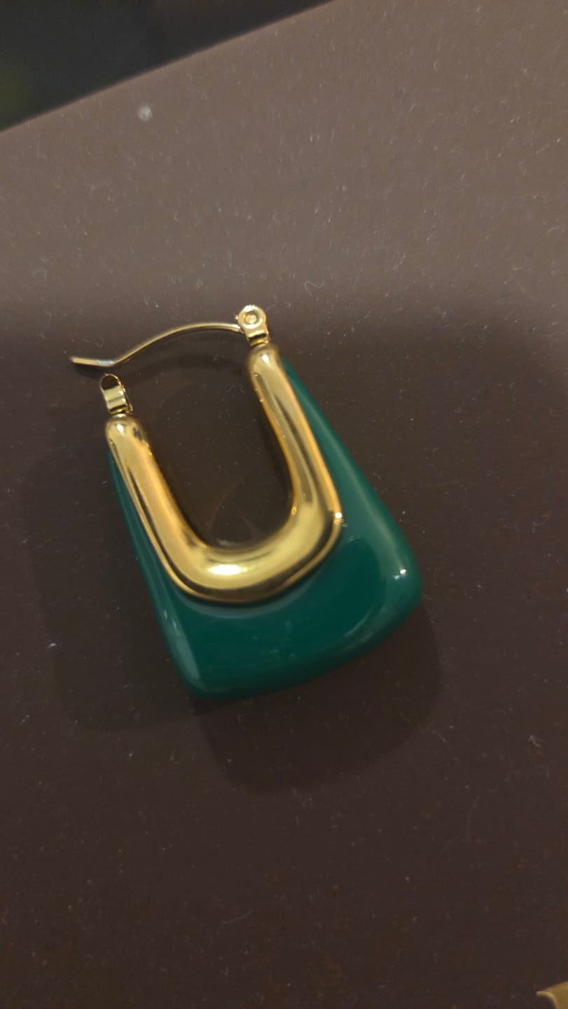Customer photo review of Esme Square Hoop Earrings