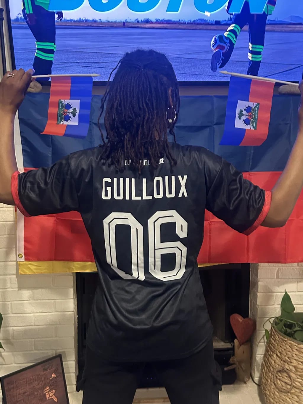 Customer photo review of Haiti Custom Heritage Football Jersey