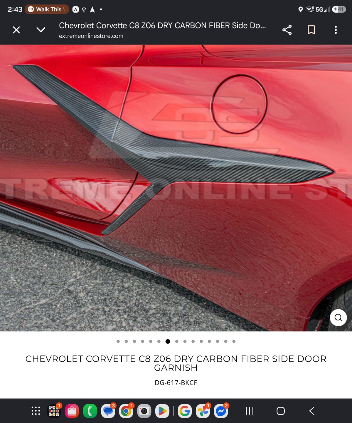 Customer photo review of Chevrolet Corvette C8 Z06 DRY CARBON FIBER Side Door Garnish
