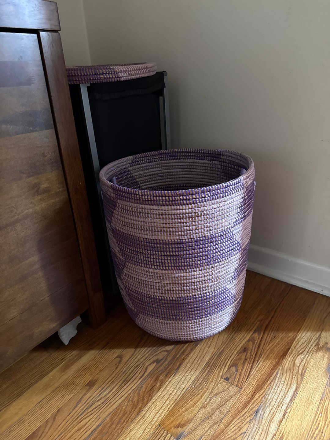Customer photo review of Lavender & Purple Herringbone Flat Lid Hamper Basket