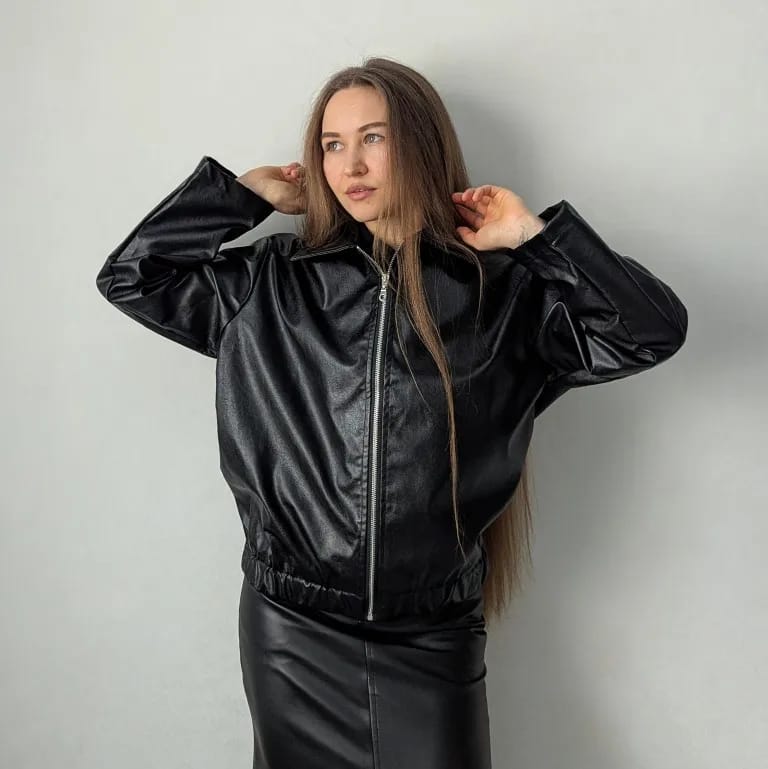 Customer photo review of Ilona Faux Leather Matte Moto Jacket