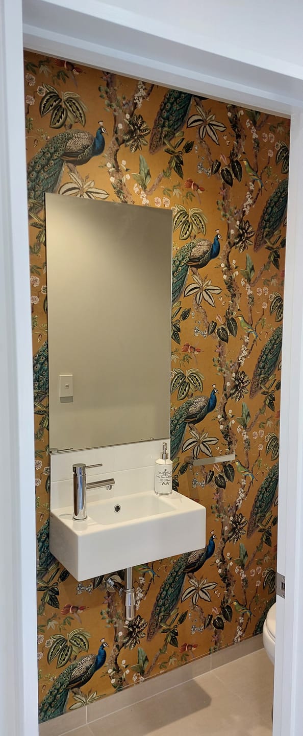 Customer photo review of Cassia Exotic Peacock Wallpaper – Ochre
