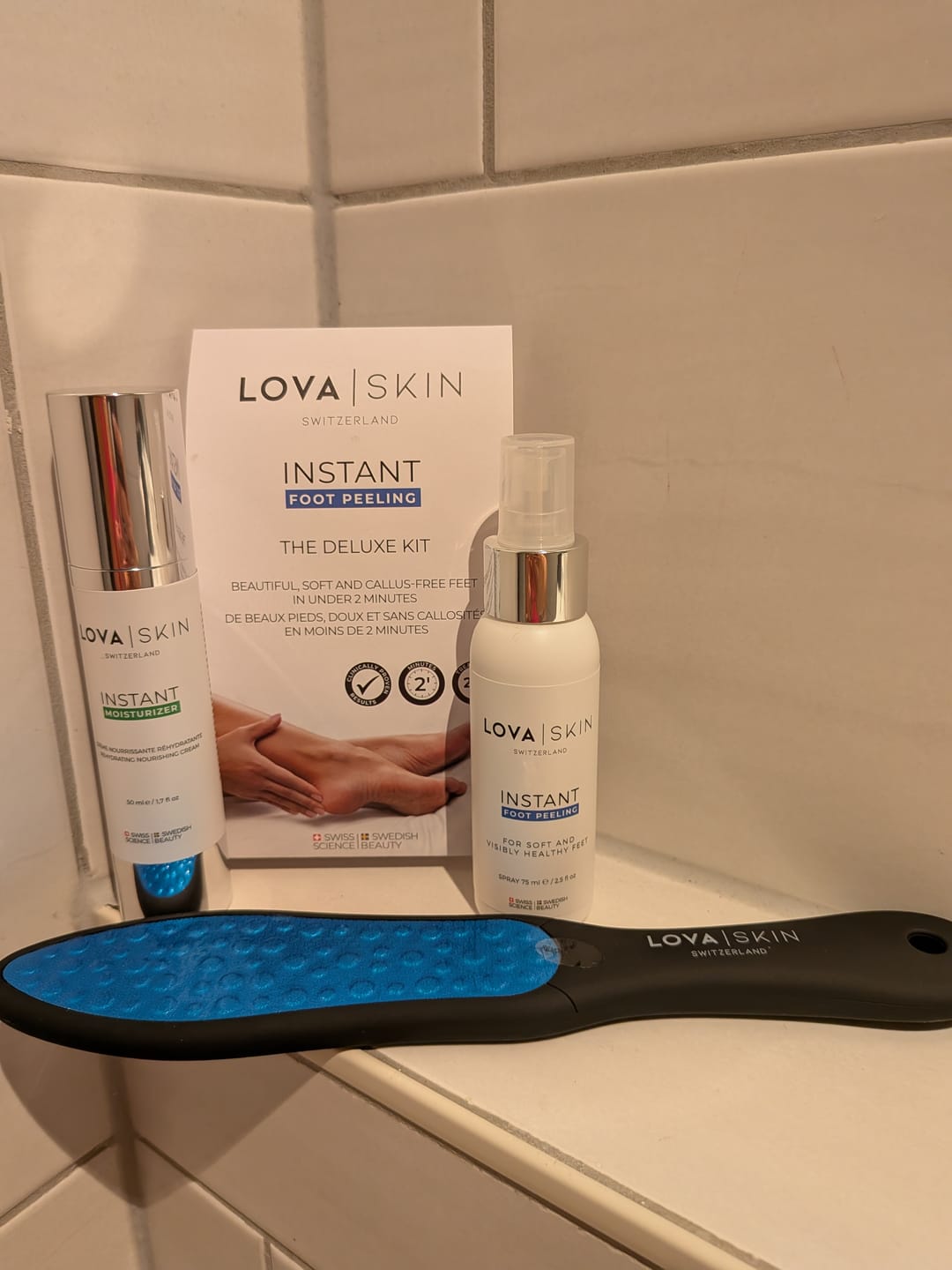 Customer photo review of LOVASKIN INSTANT FOOT PEEL Deluxe Kit - 25 applications in a bottle
