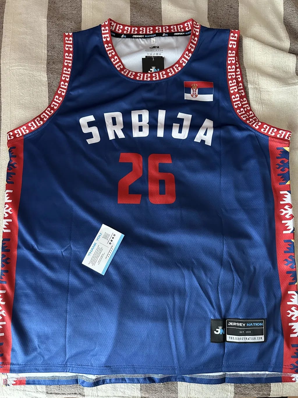 Customer photo review of Serbia Heritage Custom Basketball Jersey