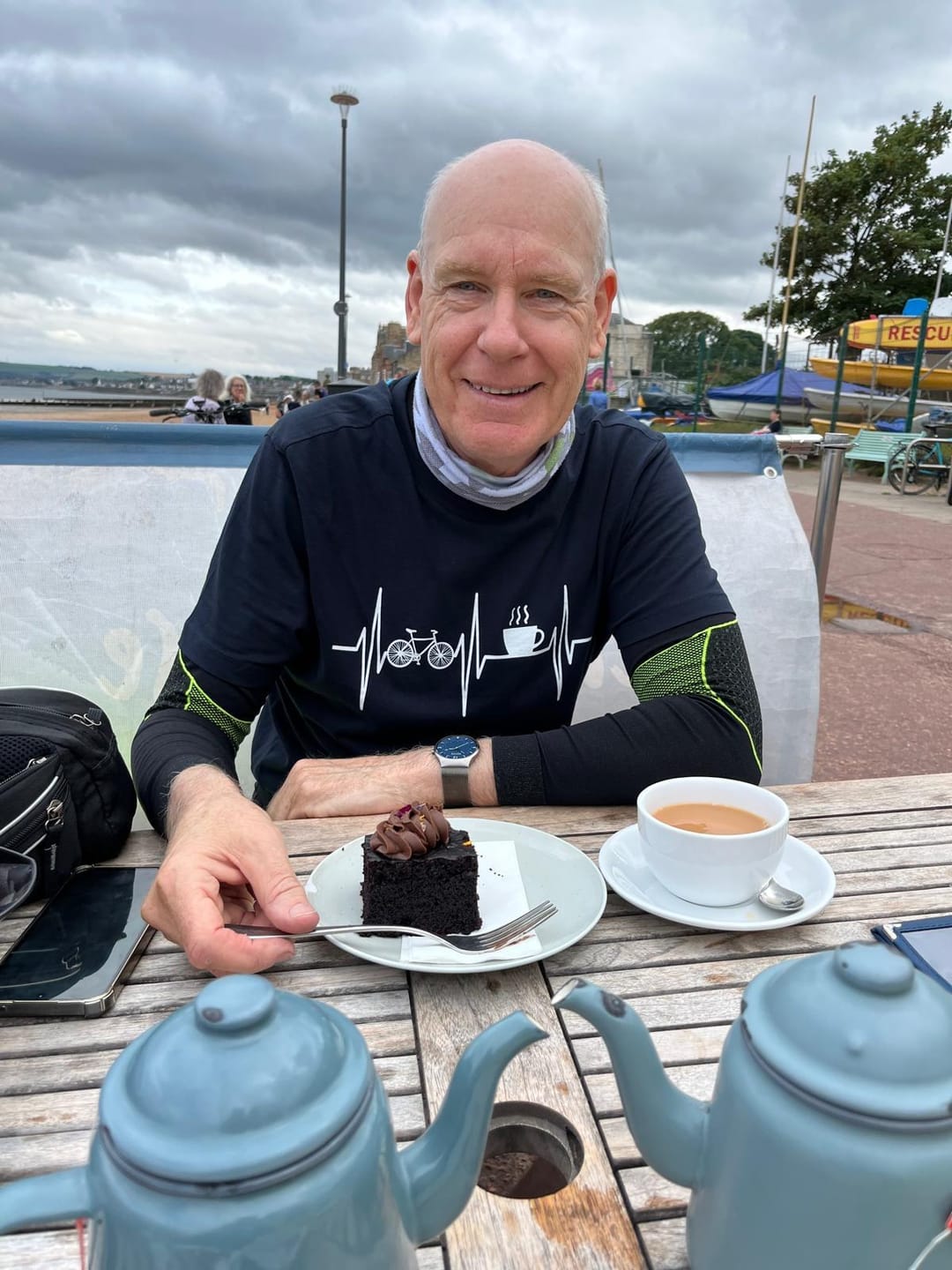 Customer photo review of Mens Bike coffee T Shirt