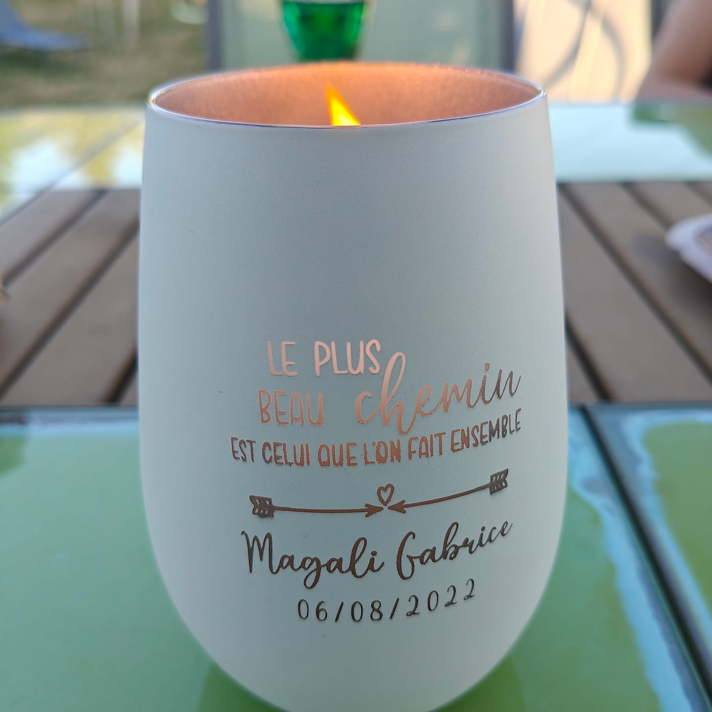 Customer photo review of Chemin commun - Photophore personnalisé pour les couples