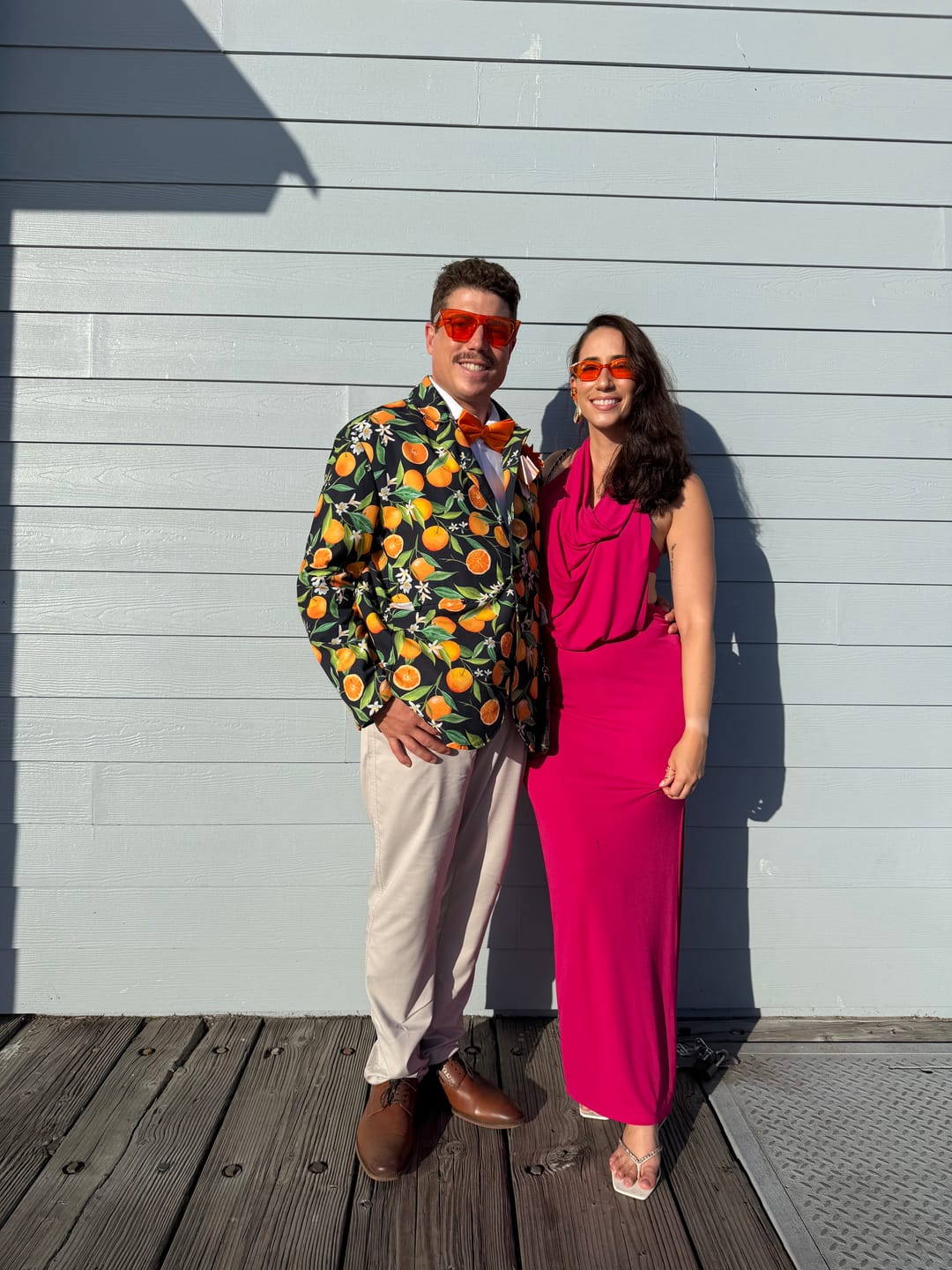 Customer photo review of Orange Fruit Pattern Print Men's Blazer