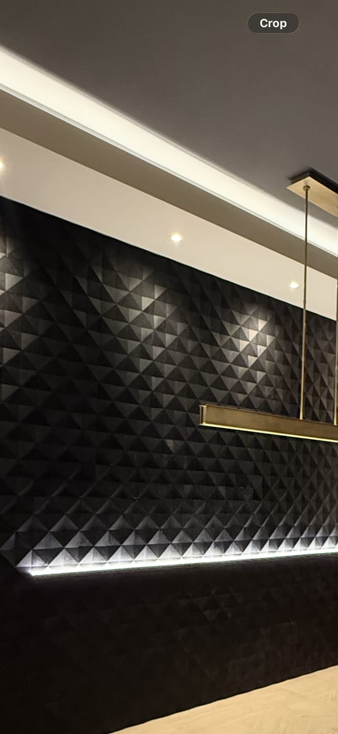 Customer photo review of Ebony Oak 3D Block Wall Panel Sample