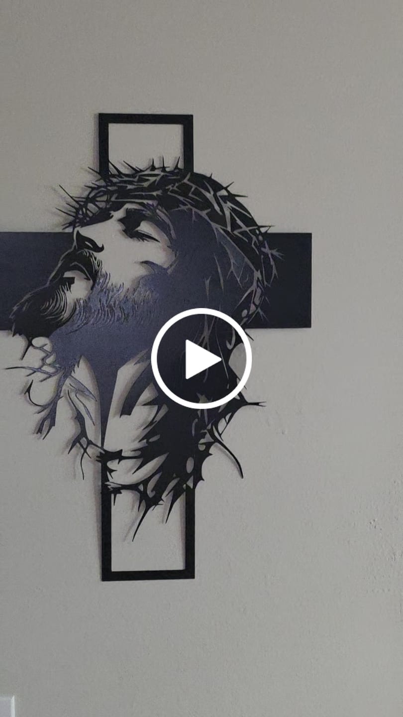 Customer video review of Christianartworkshop Crown of Thorns Jesus Cross Metal Wall Decor: Heartfelt Faith Statement