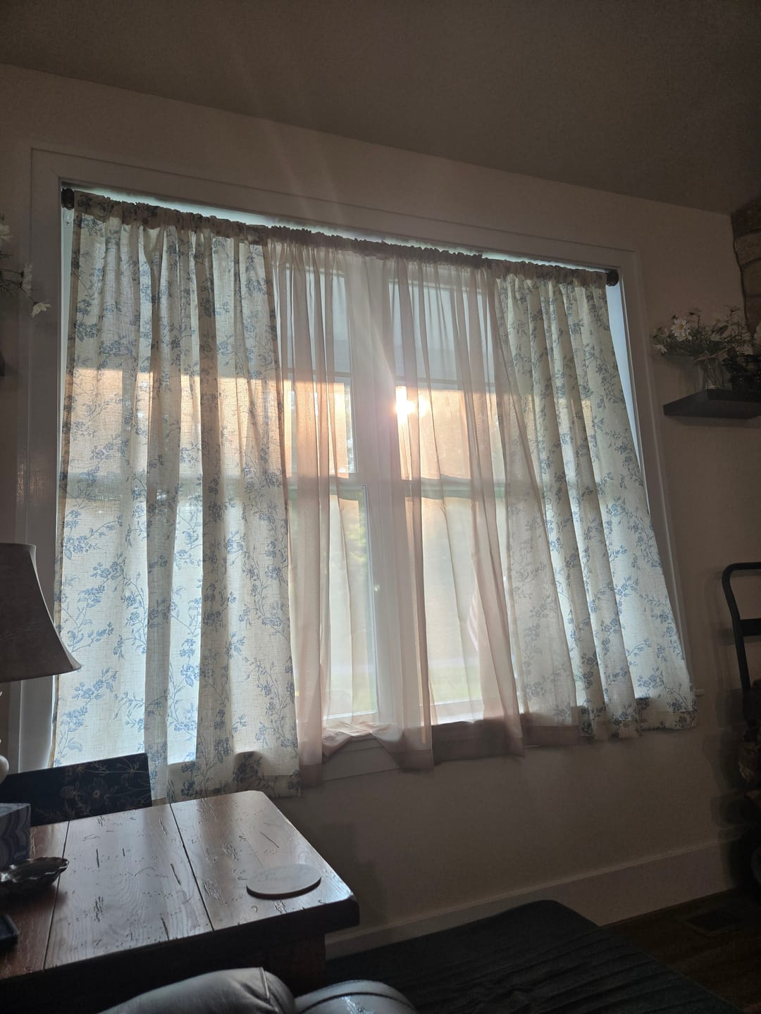 Customer photo review of Vine Blossom Linen Blend Curtains (2 Panels)