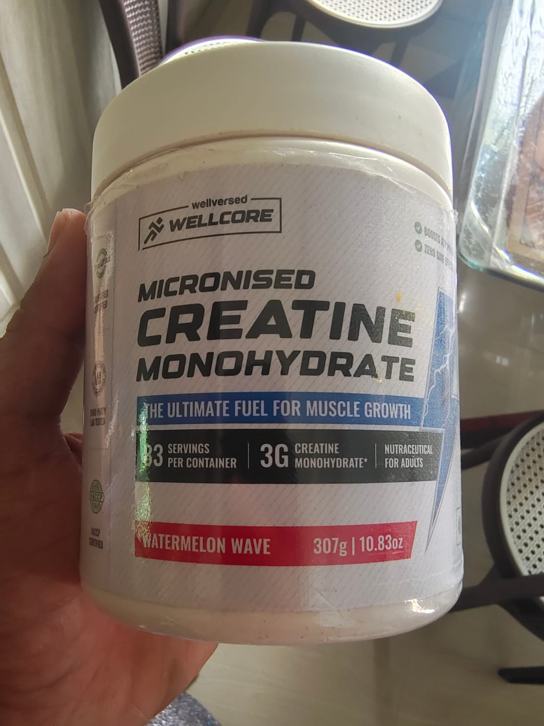 Customer photo review of Wellcore - Pure Micronised Creatine Monohydrate | Watermelon Wave (307g, 83 servings)