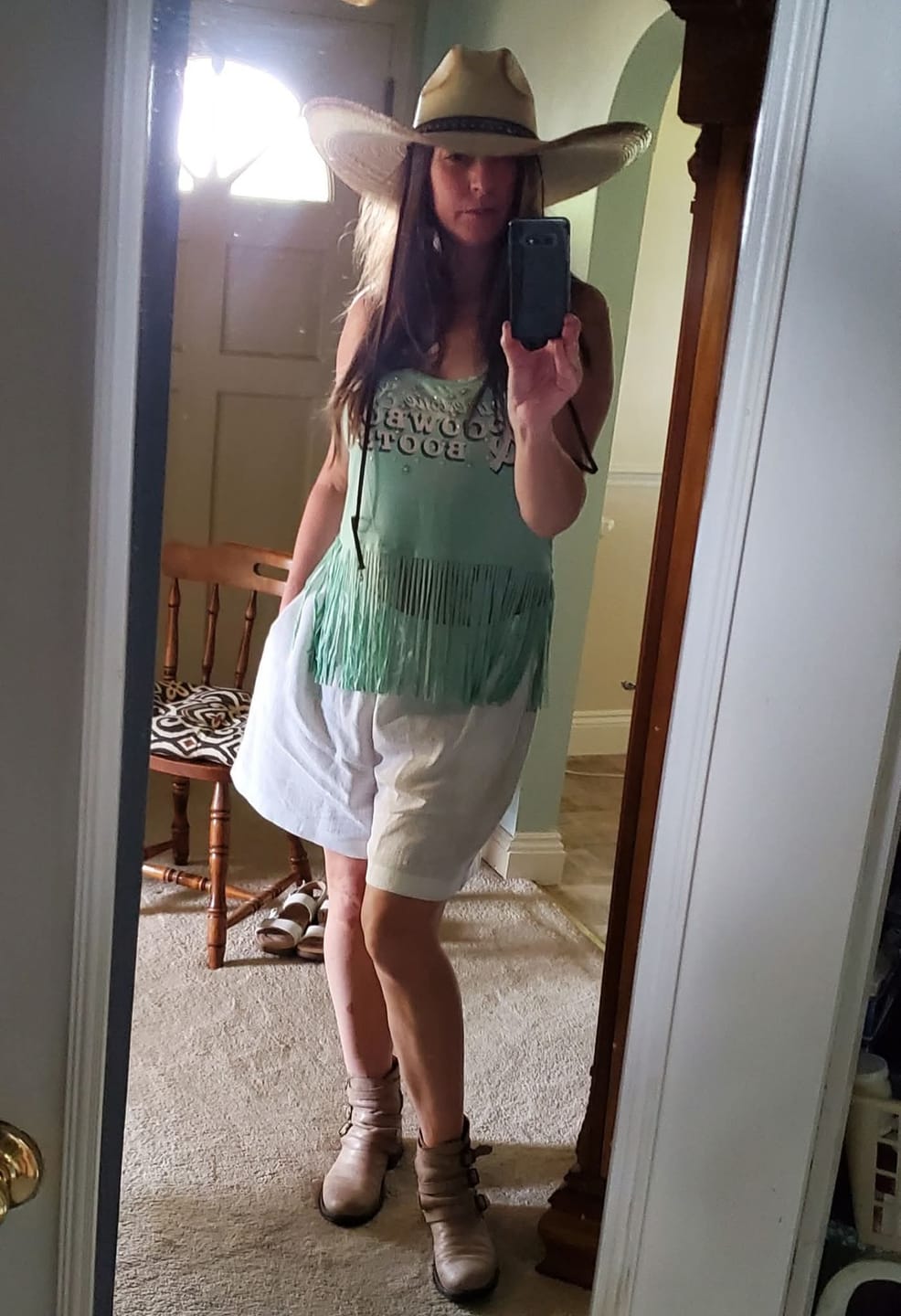 Customer photo review of Heavy Linen Summer Shorts Iris