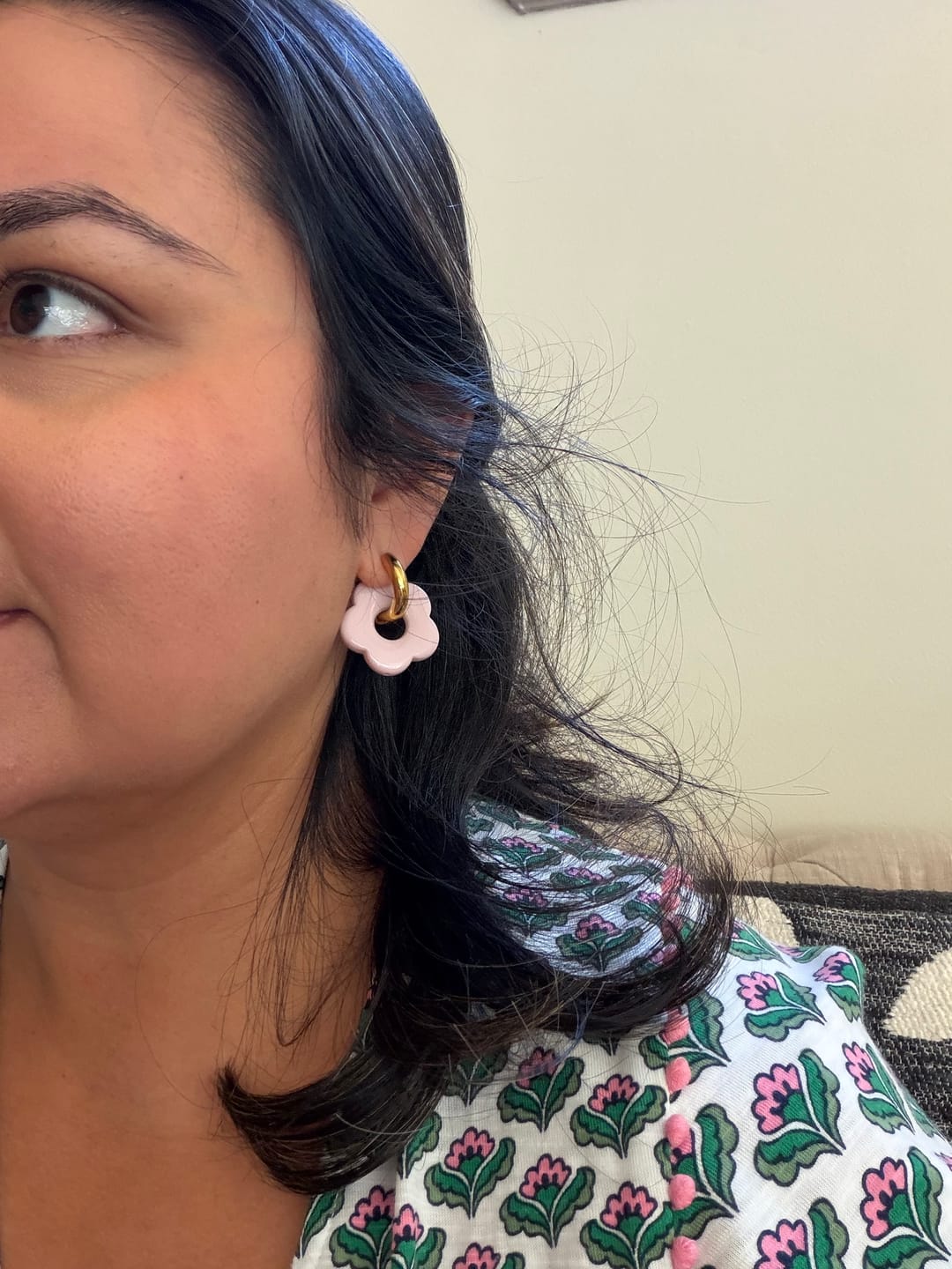 Customer photo review of Color Me Daisy Hoop Earrings || Choose Color