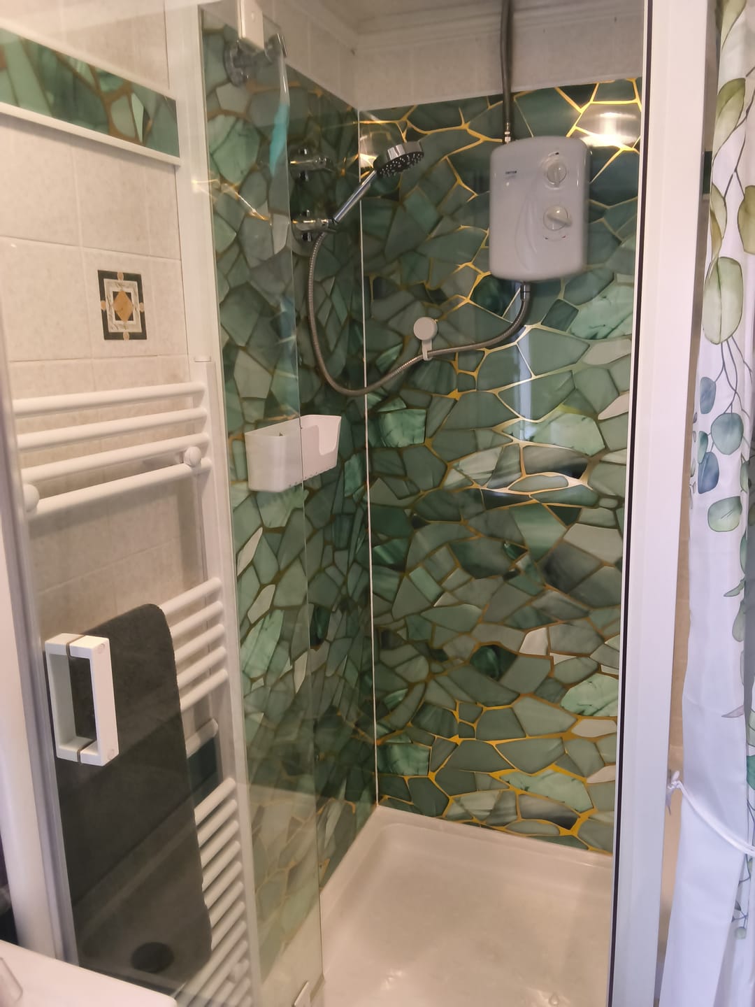Customer photo review of 10mm Crystal Blue Gloss Shower Panel 1M x 2.4M