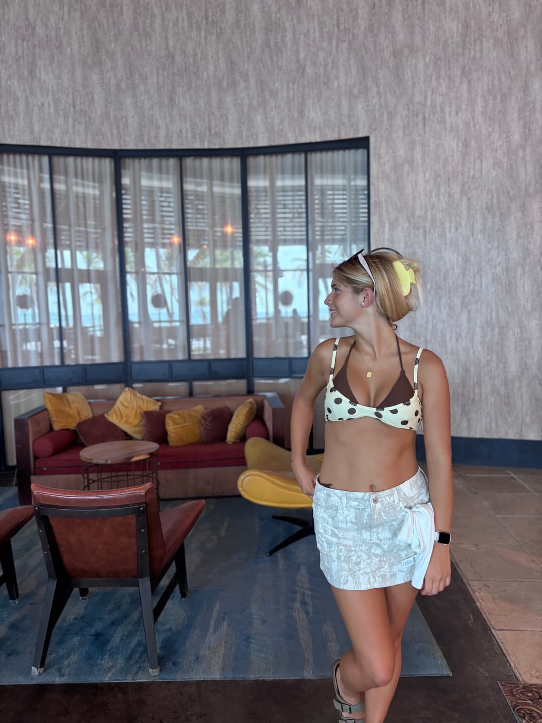 Customer photo review of Seamolly Contrast Color Polka Dot Print String Double Layer Bikini Set