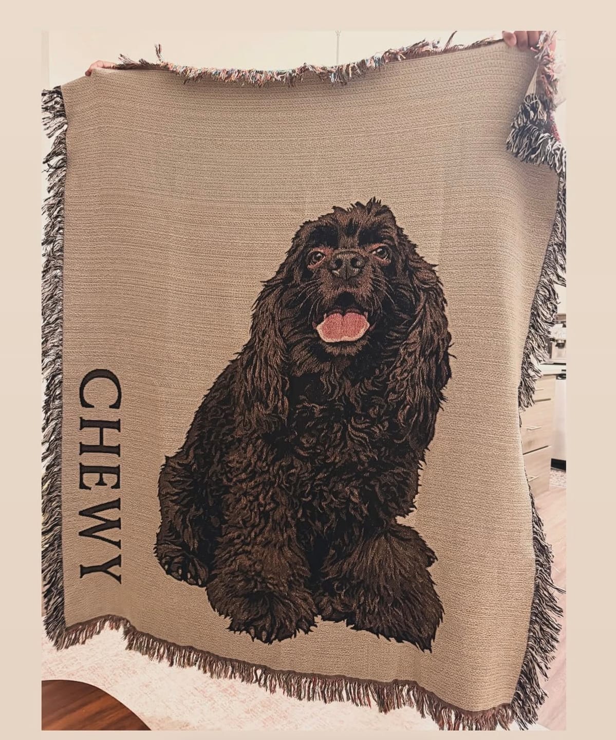 Customer photo review of Custom Heirloom Pet Throw Blanket