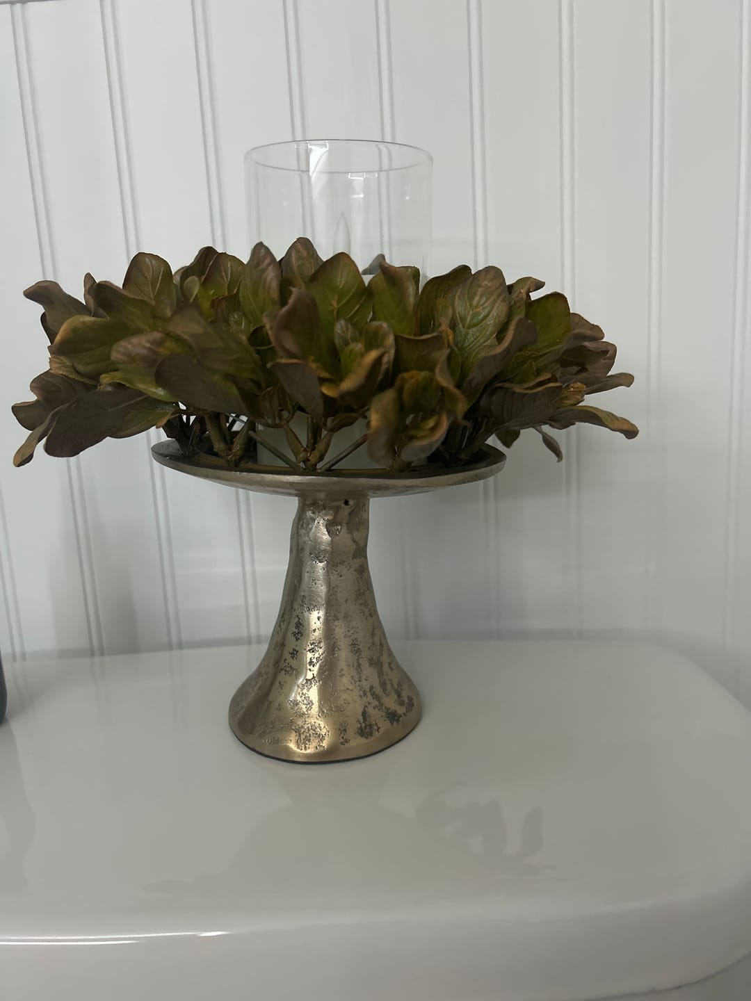 Customer photo review of Hammered Gold Pillar Holder