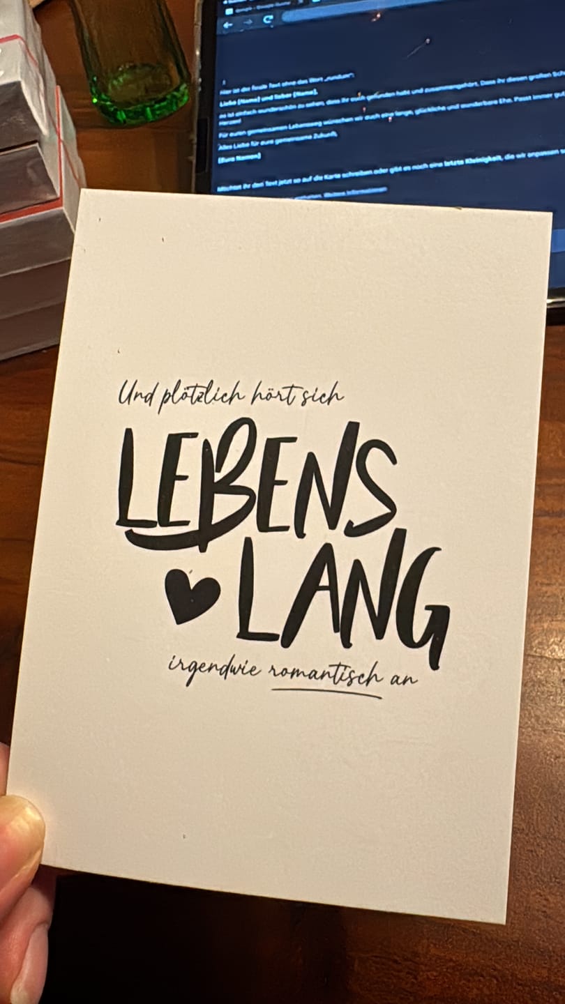 Customer photo review of Lebenslang · Postkarte
