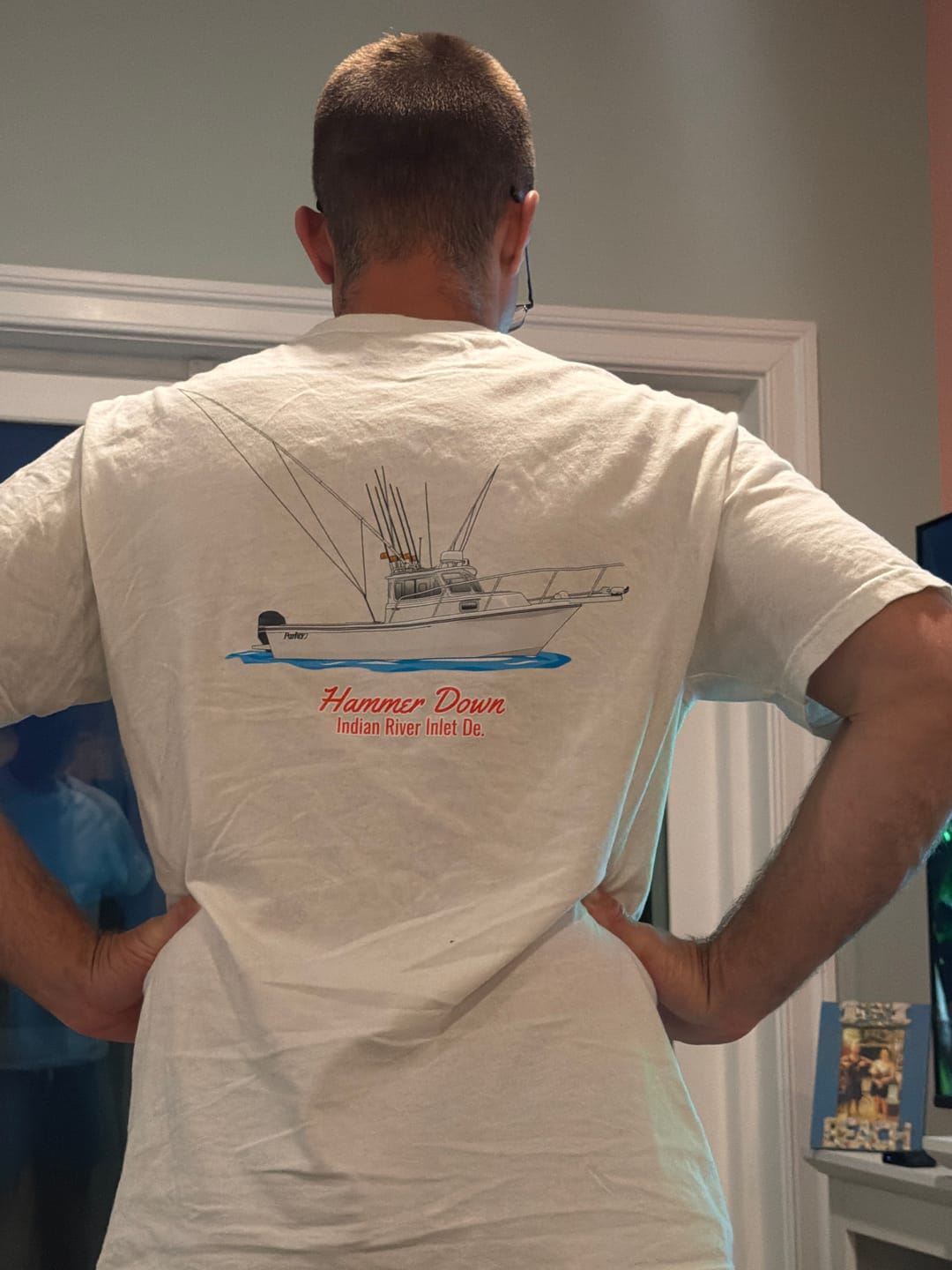 Customer photo review of Custom Boat T-Shirts - With Front Pocket