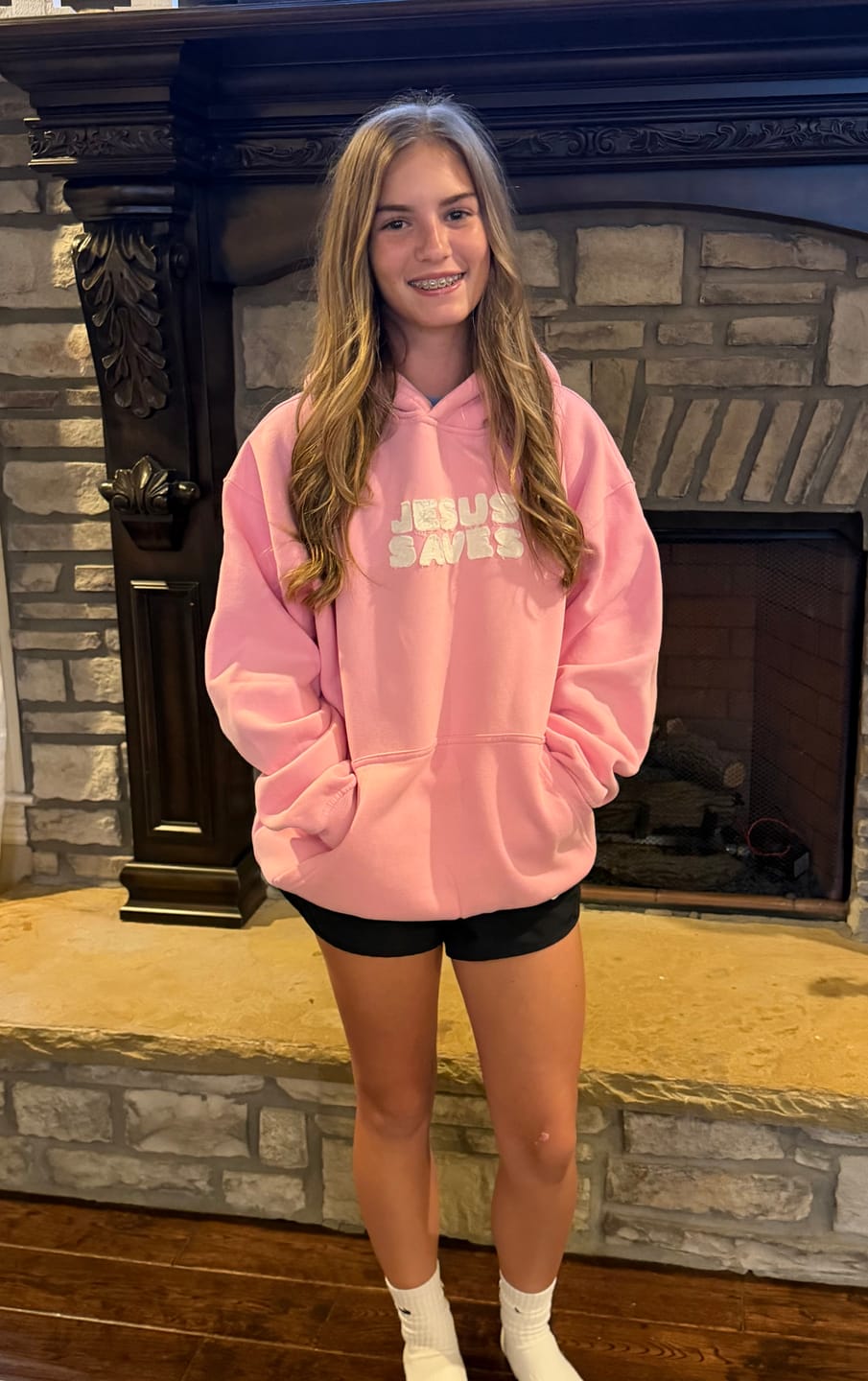 Customer photo review of Jesus Saves Patchwork Hoodie