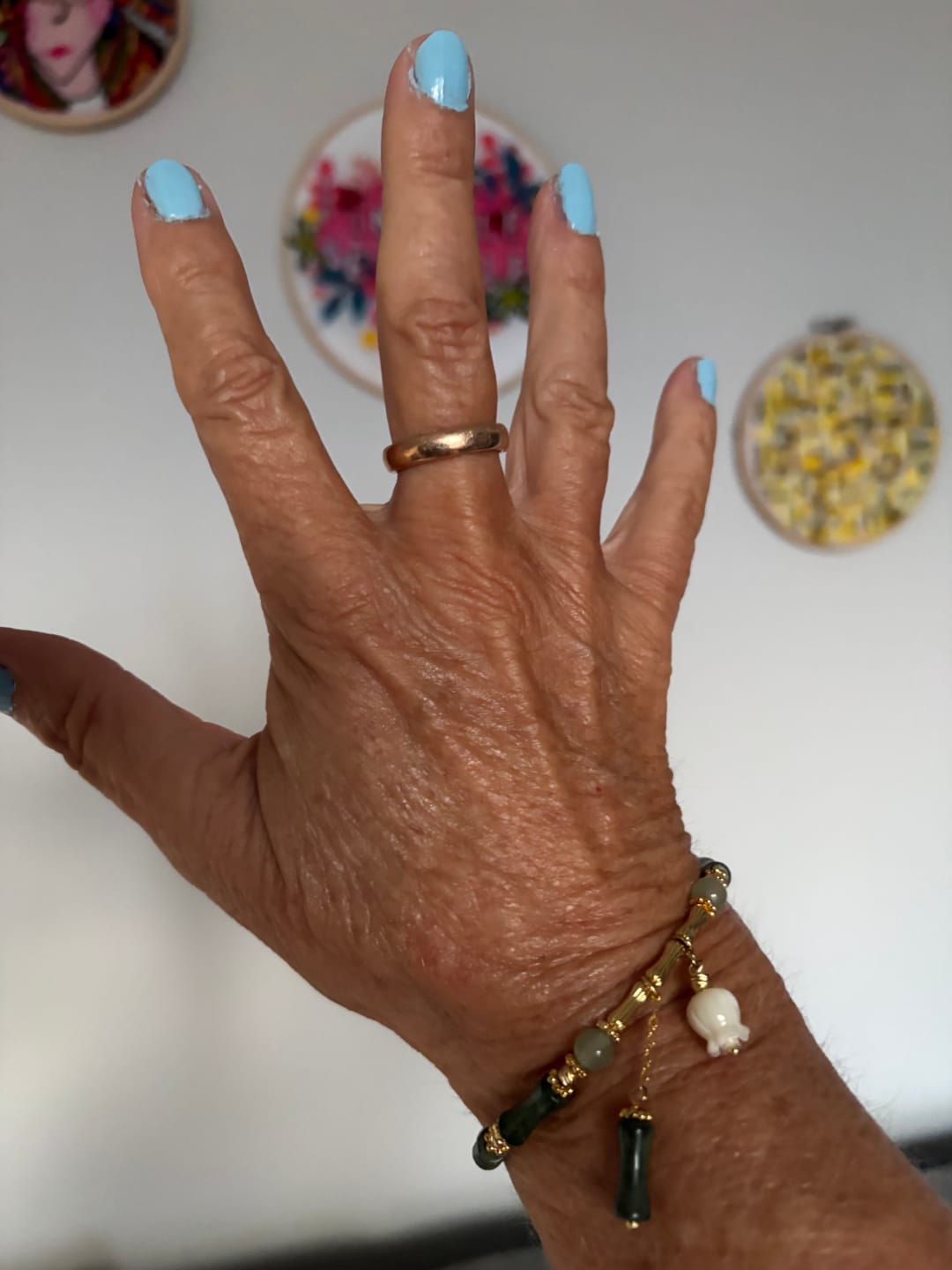 Customer photo review of Buddha Stones Jade Bamboo Leaf Lily Of The Valley Pattern Luck Abundance Bracelet