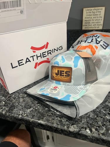 Customer photo review of Premium Custom Leather Patch Hats (Wholesale)