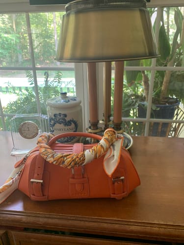 Customer photo review of Brand New Orange Bead Design Silk Scarf
