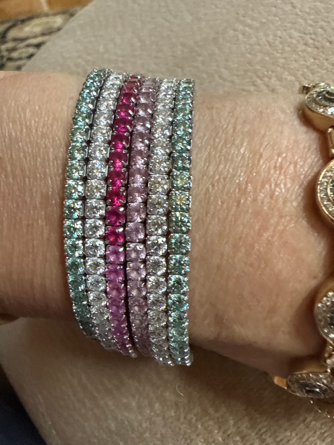 Customer photo review of Colored Stretch Tennis Bracelets
