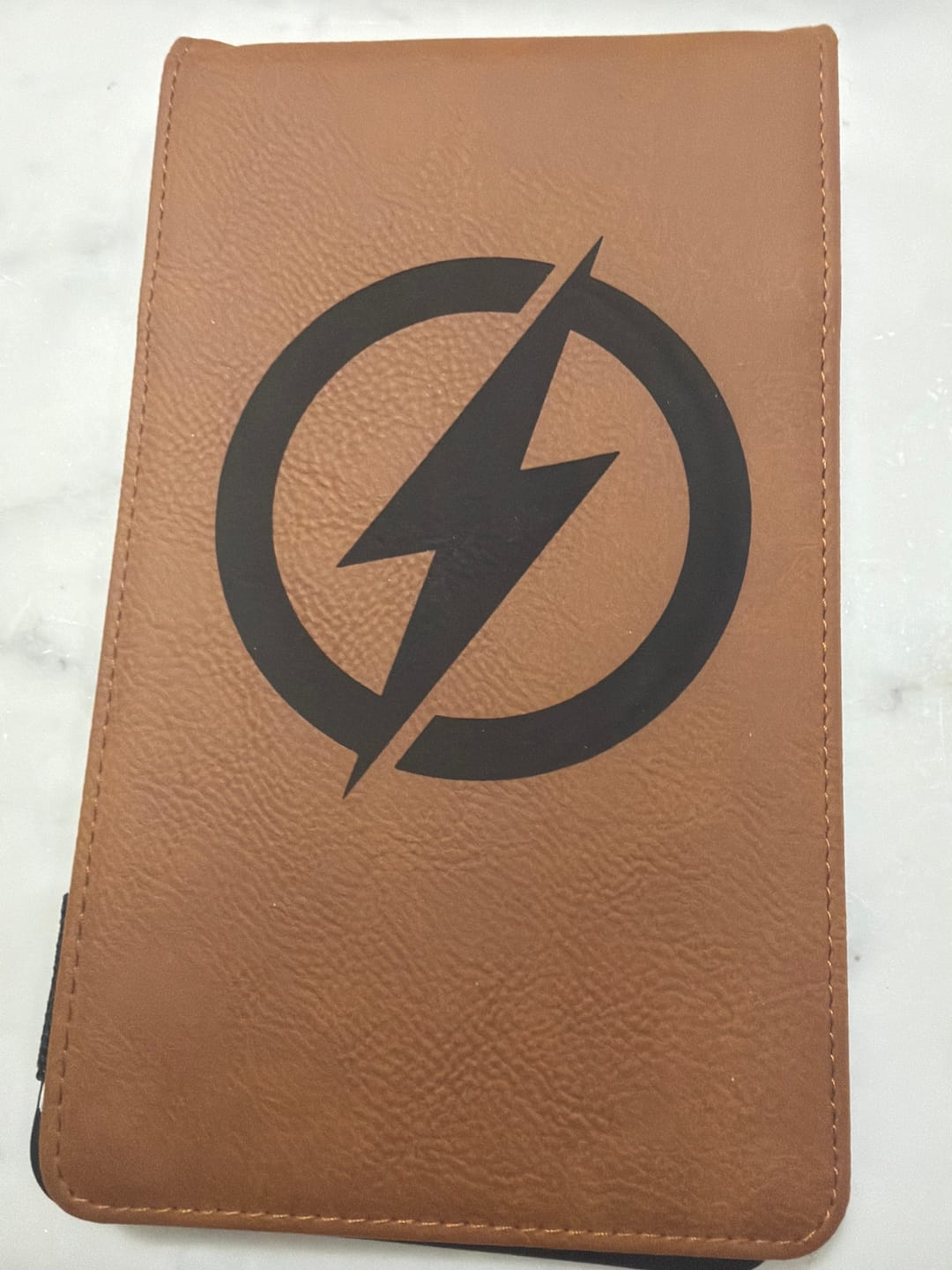 Customer photo review of Personalized Leather Golf Scorecard Holder/Yardage Book