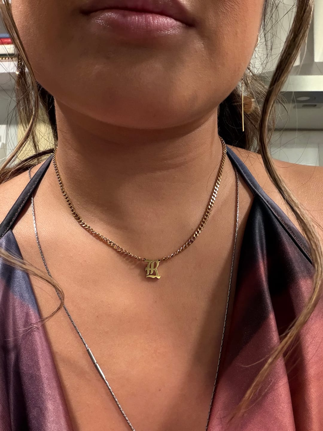 Customer photo review of Cuban Initial Necklace