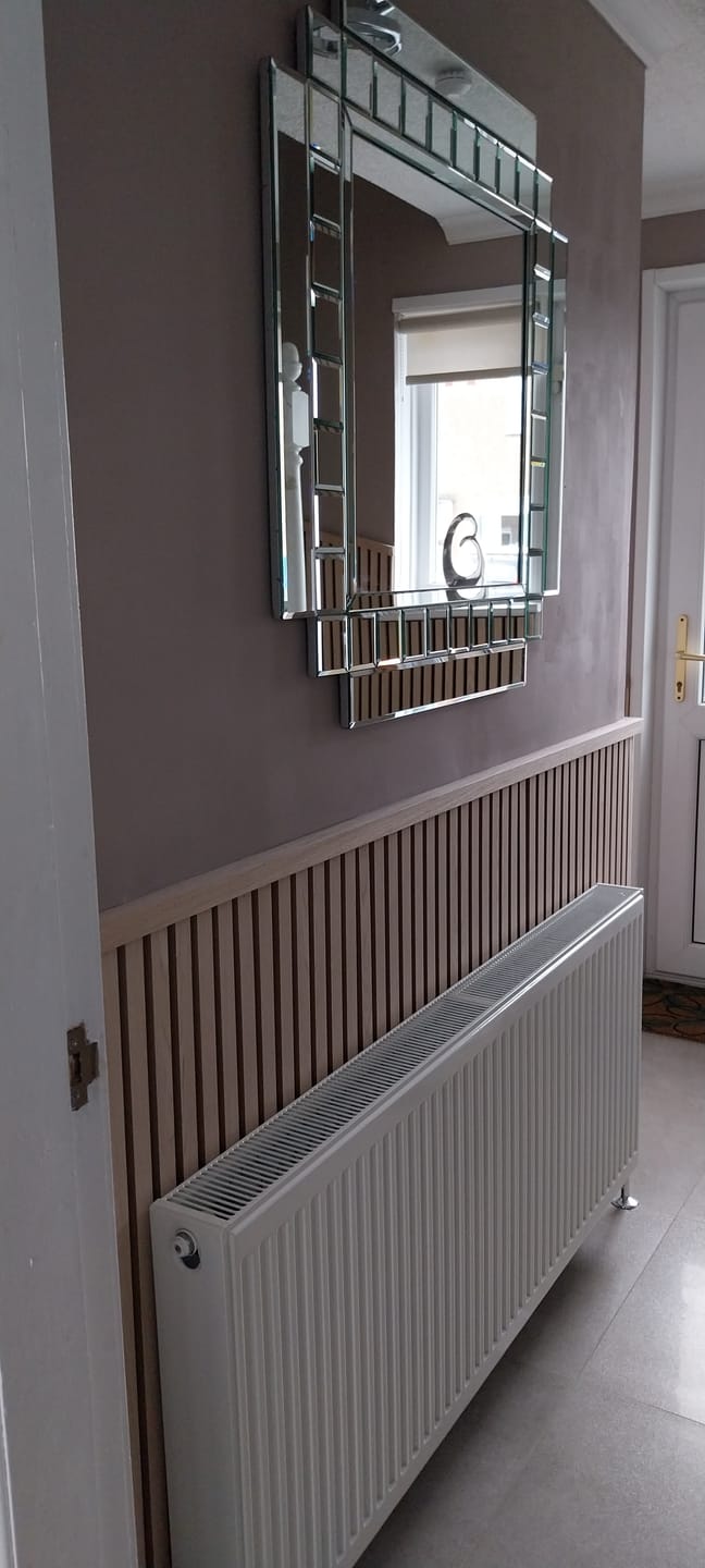 Customer photo review of SlatWall Natural Oak Top Trim