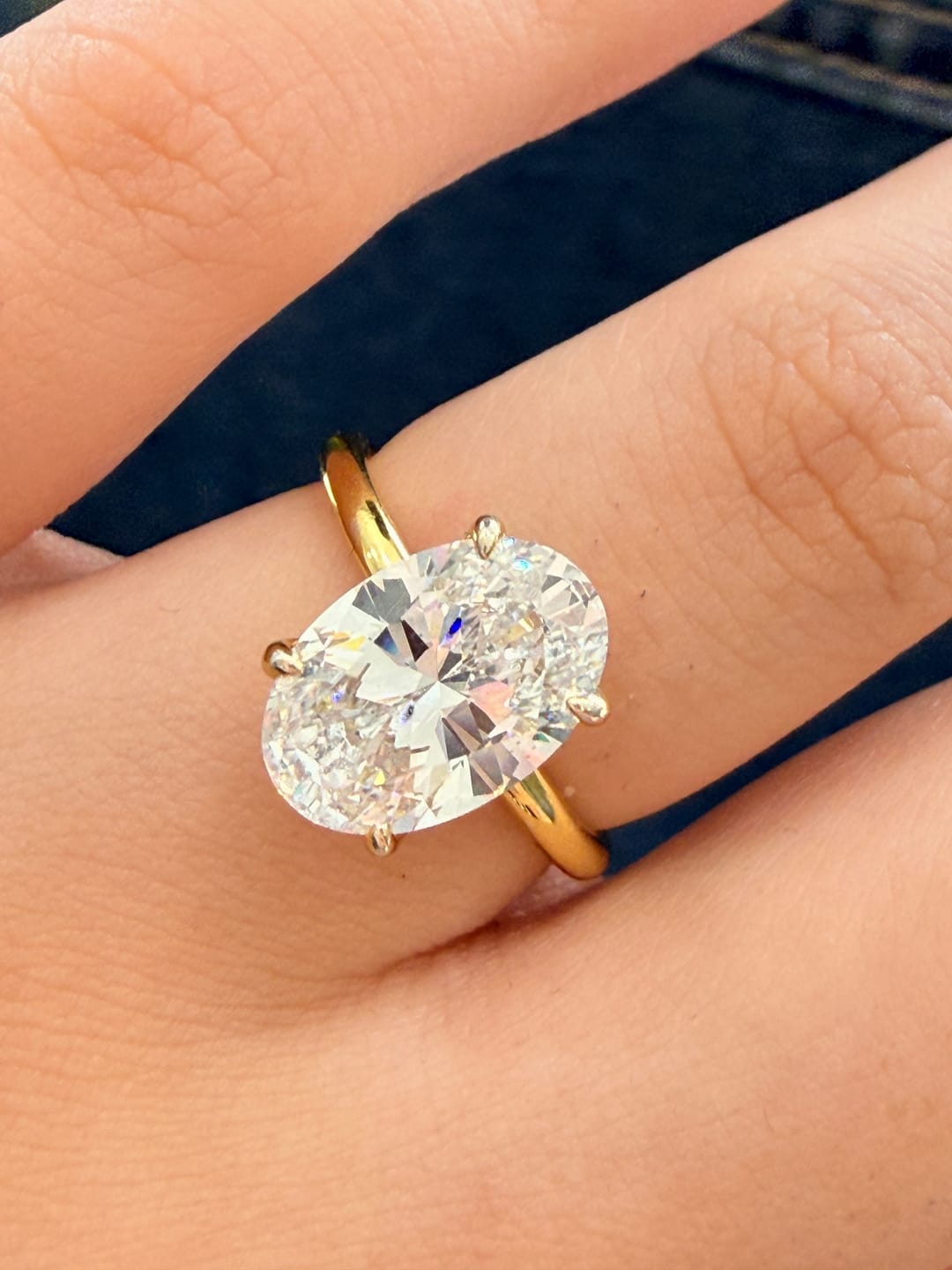 Customer photo review of S925 3.5 Carat Oval Cut Hidden Halo Engagement Ring In Sterling Silver Daily Wearable Ring