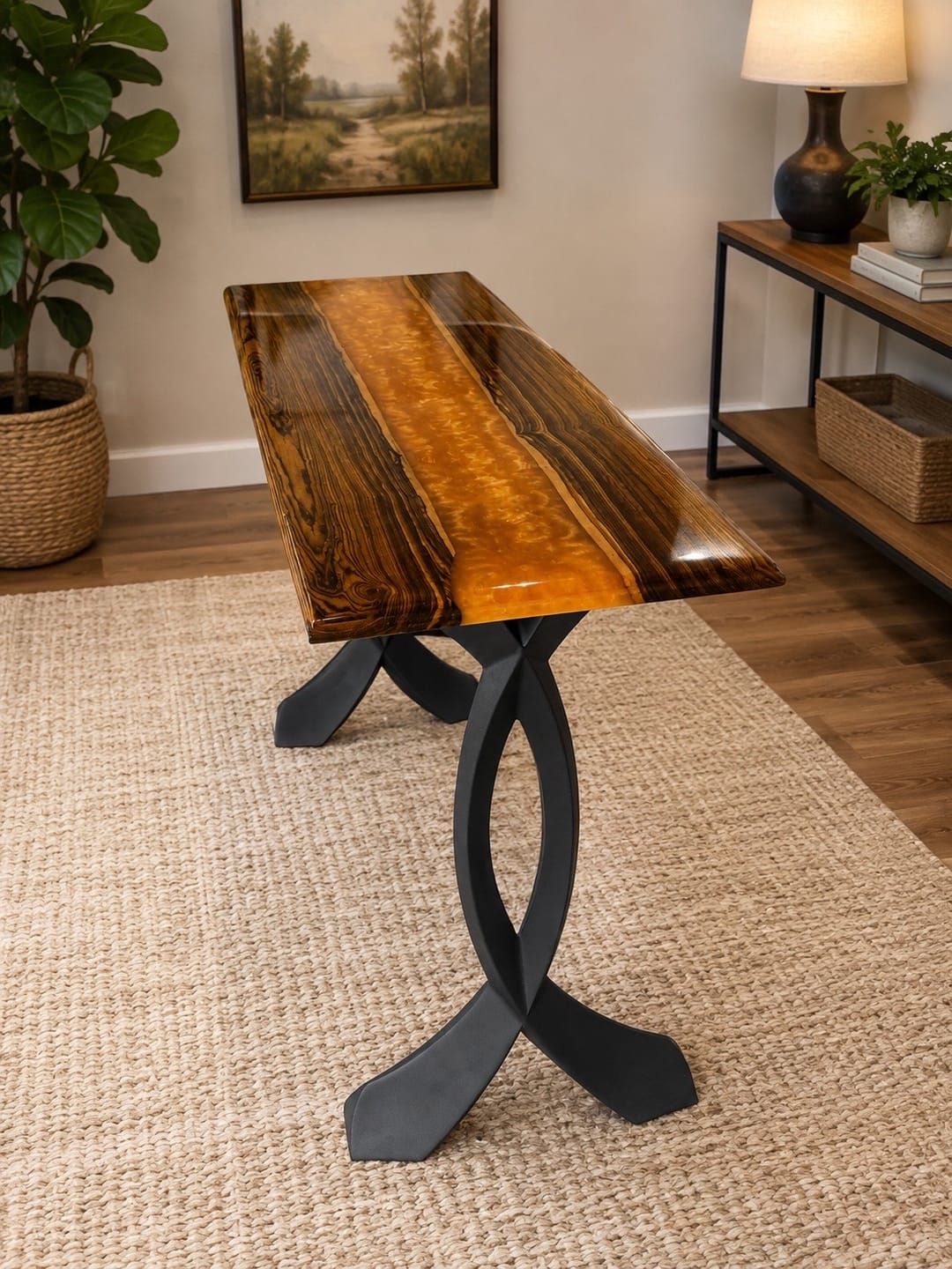 Customer photo review of Console Table Legs 207 Curva 28" H Metal Furniture for Modern Custom Style