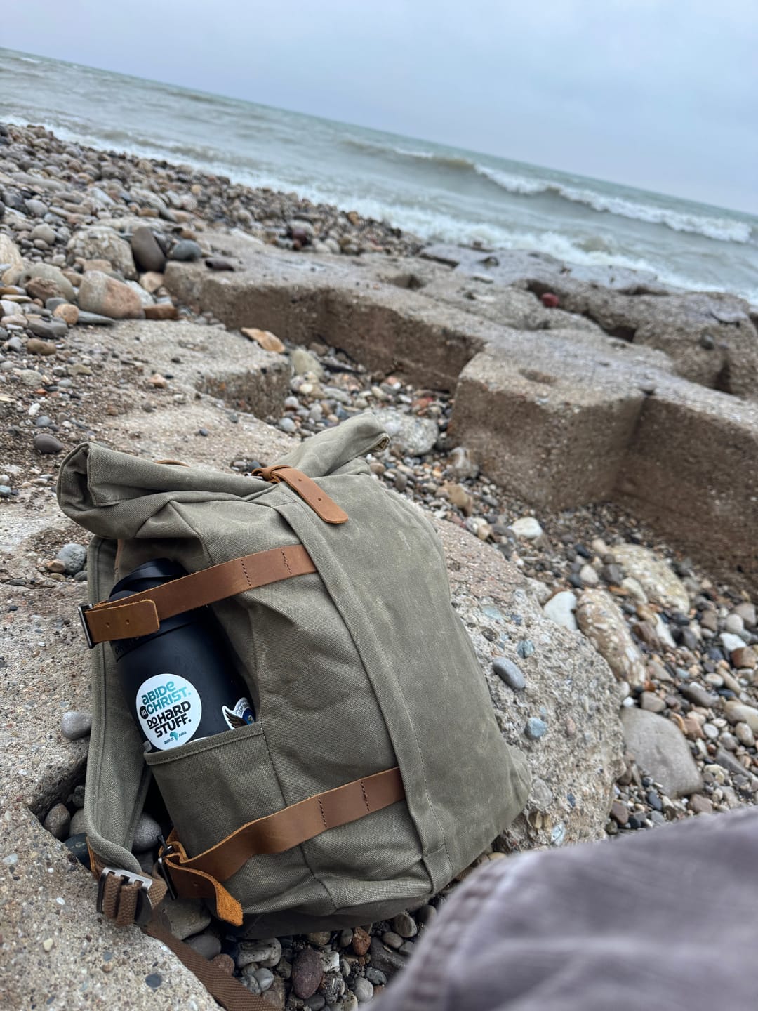 Customer photo review of The Road Warrior - Waxed Canvas Motorcycle Backpack