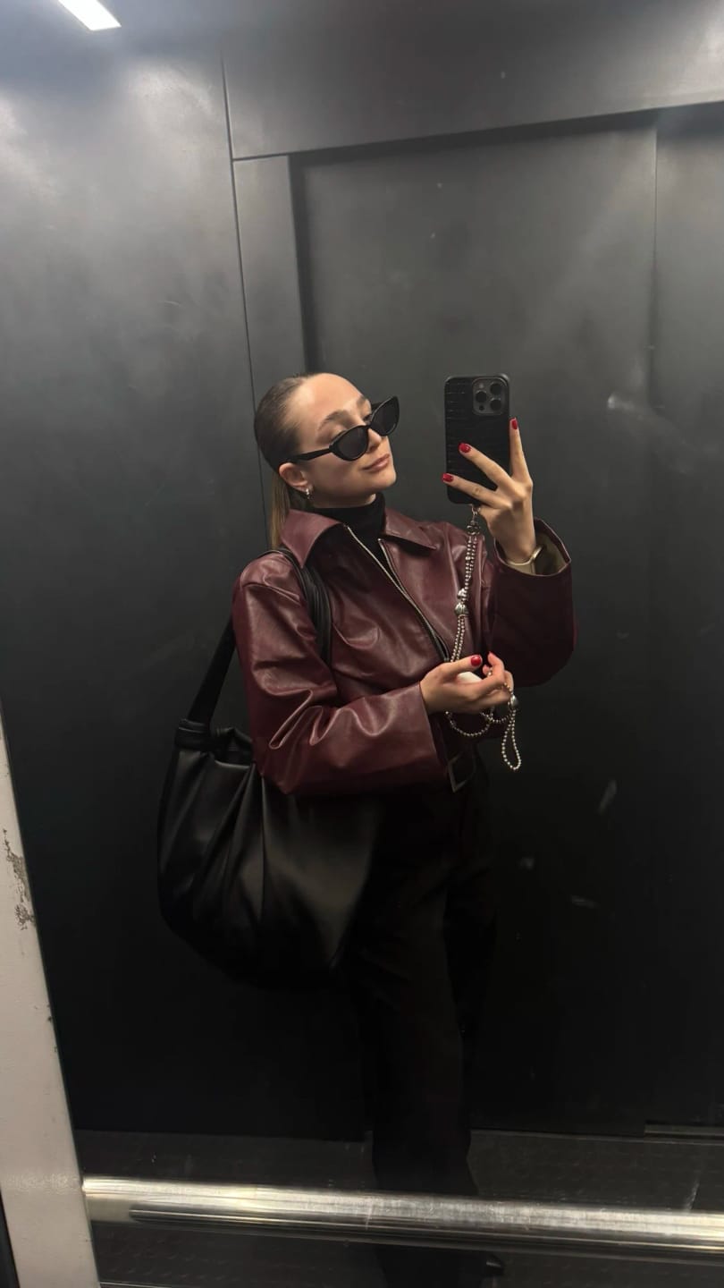 Customer photo review of Ilona Faux Leather Matte Moto Jacket